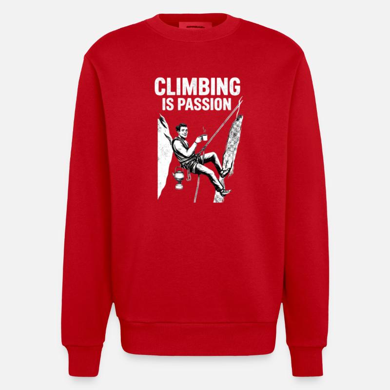 L’escalade, c’est la passion - Sweat bio épais oversize fabriqué en UE - rouge