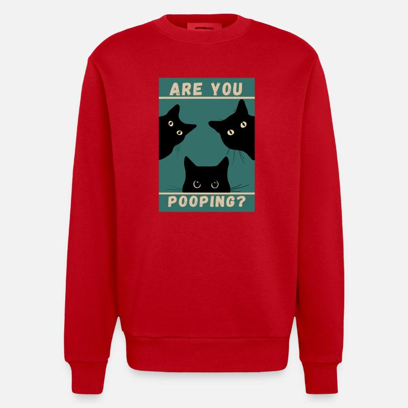 Tu fais caca ? Chats noirs - Sweat bio épais oversize fabriqué en UE - rouge
