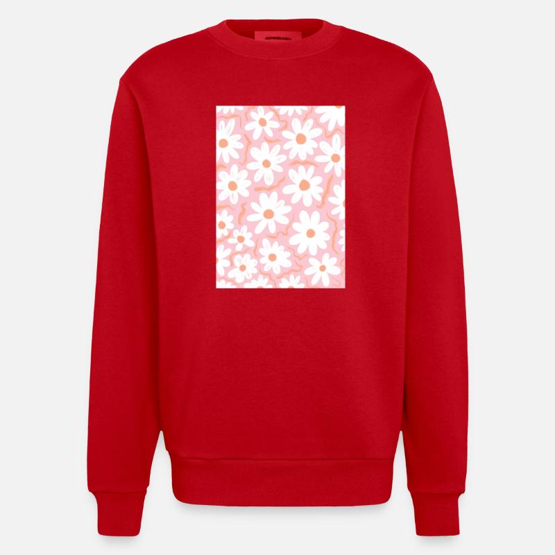 Rosa Gänseblümchen - Heavyweight Oversized Organic Crew Neck Made in EU - Rot