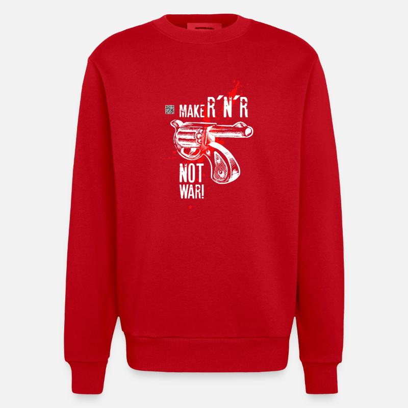 Make Rock´n´Roll Not War "Selfvolver-Version - Heavyweight Oversized Organic Crew Neck Made in EU - Rot