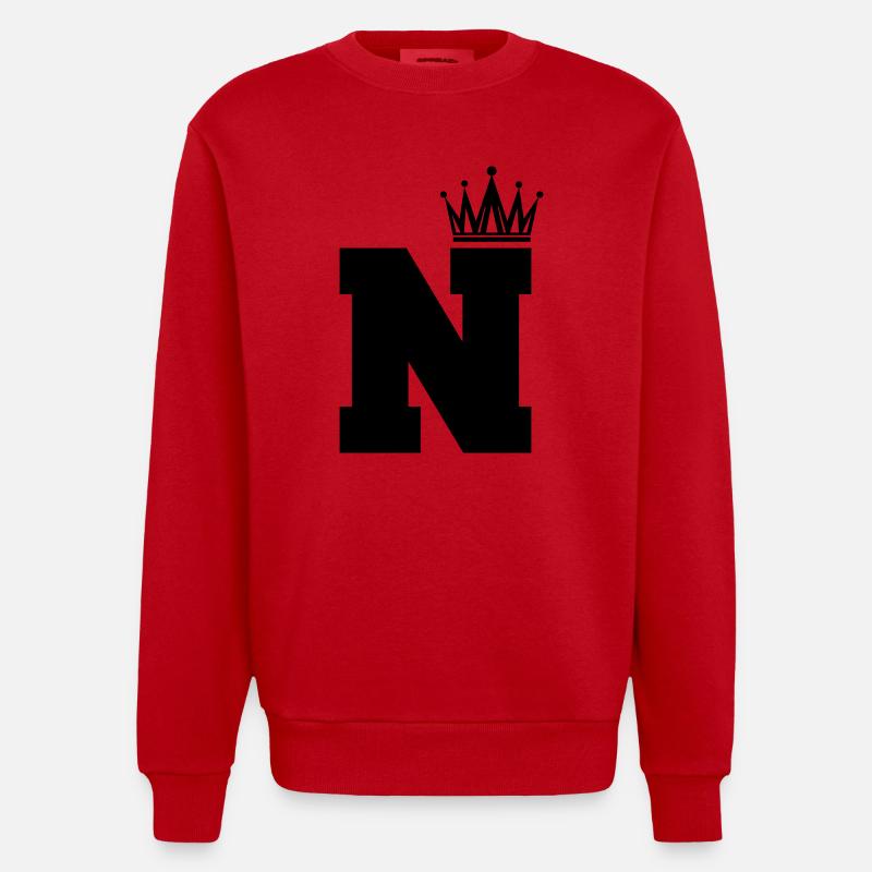 Couronne N - Sweat bio épais oversize fabriqué en UE - rouge