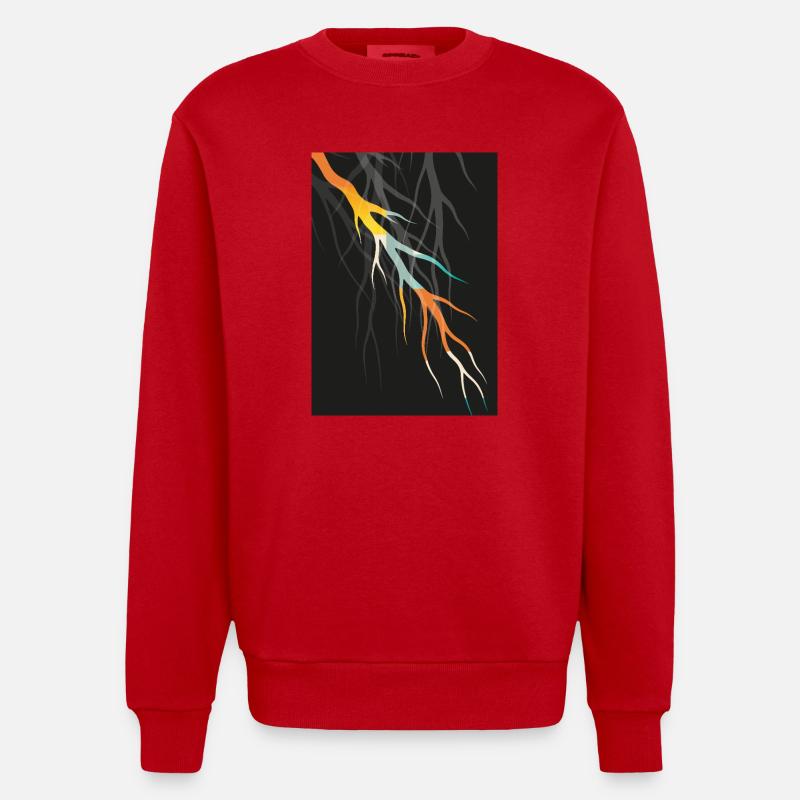 Abstract Root Art Geometric Modern Art - Heavyweight Oversized Organic Crew Neck Made in EU - red