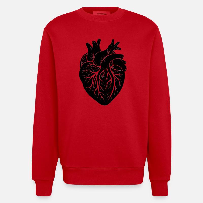 anatomisches Herz - Heavyweight Oversized Organic Crew Neck Made in EU - Rot