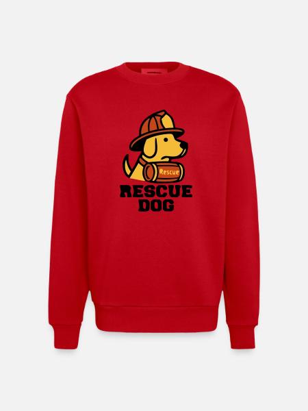 Fire Dog Rescue Dog Logo - Heavyweight Oversized Organic Crew Neck Made in EU - red