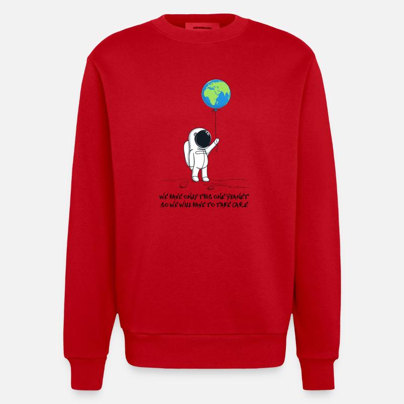one planet - Heavyweight Oversized Organic Crew Neck Made in EU - Rot
