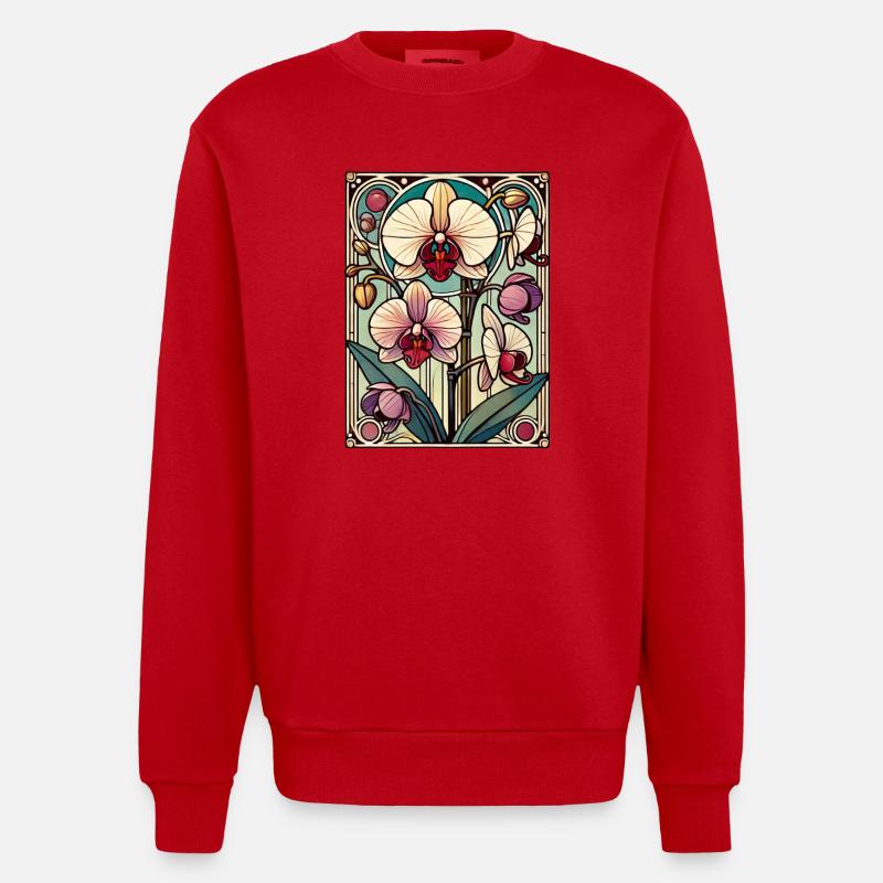 Orchidée de classe teintée - Sweat bio épais oversize fabriqué en UE - rouge