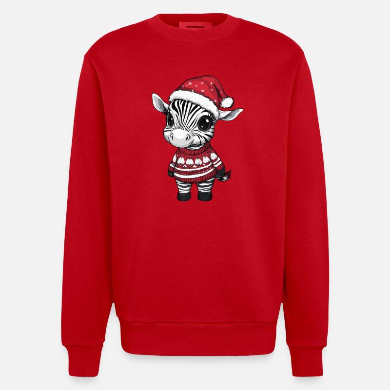 Zebra Christmas Comic - Heavyweight Oversized Organic Crew Neck Made in EU - red