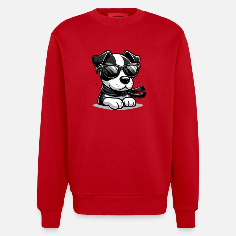 Chien teckel mignon - Sweat bio épais oversize fabriqué en UE - rouge