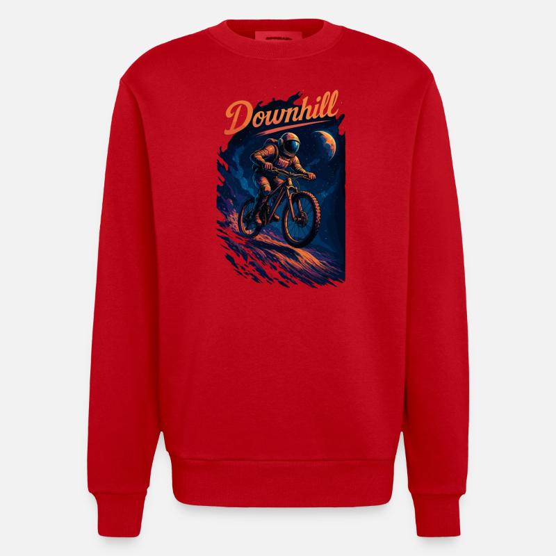 MTB Mountainbiking Downhill Astronaut Geschenk - Heavyweight Oversized Organic Crew Neck Made in EU - Rot