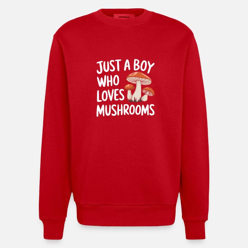 Champignons Champignons Champignon Champignon - Sweat bio épais oversize fabriqué en UE - rouge