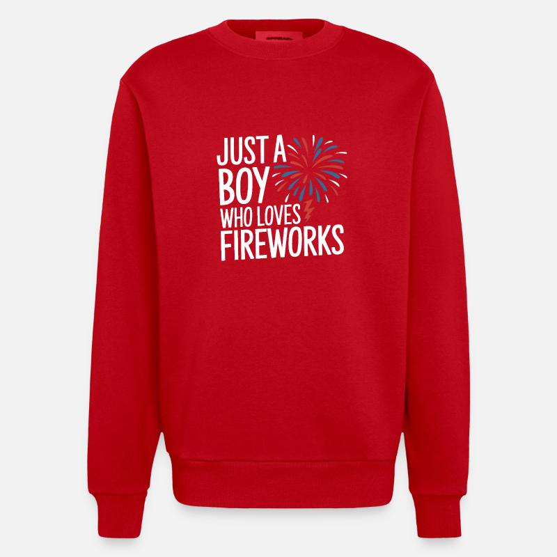 Pyrotechnics Fireworks Pyrotechnics - Heavyweight Oversized Organic Crew Neck Made in EU - red