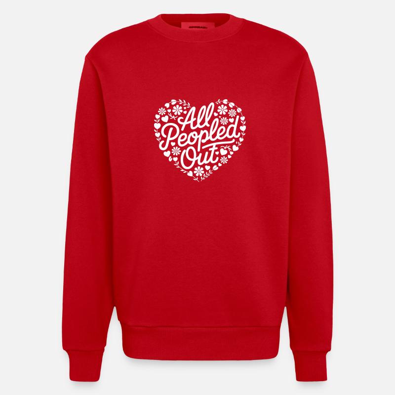 Introverti, antisocial, introverti - Sweat bio épais oversize fabriqué en UE - rouge