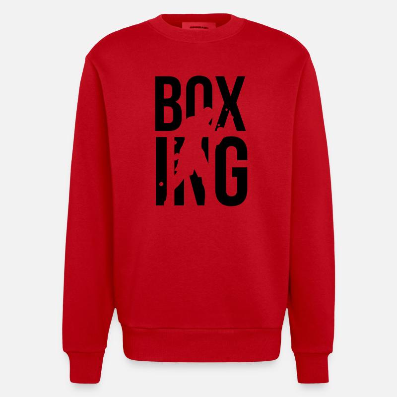 boxing boxen - Heavyweight Oversized Organic Crew Neck Made in EU - Rot