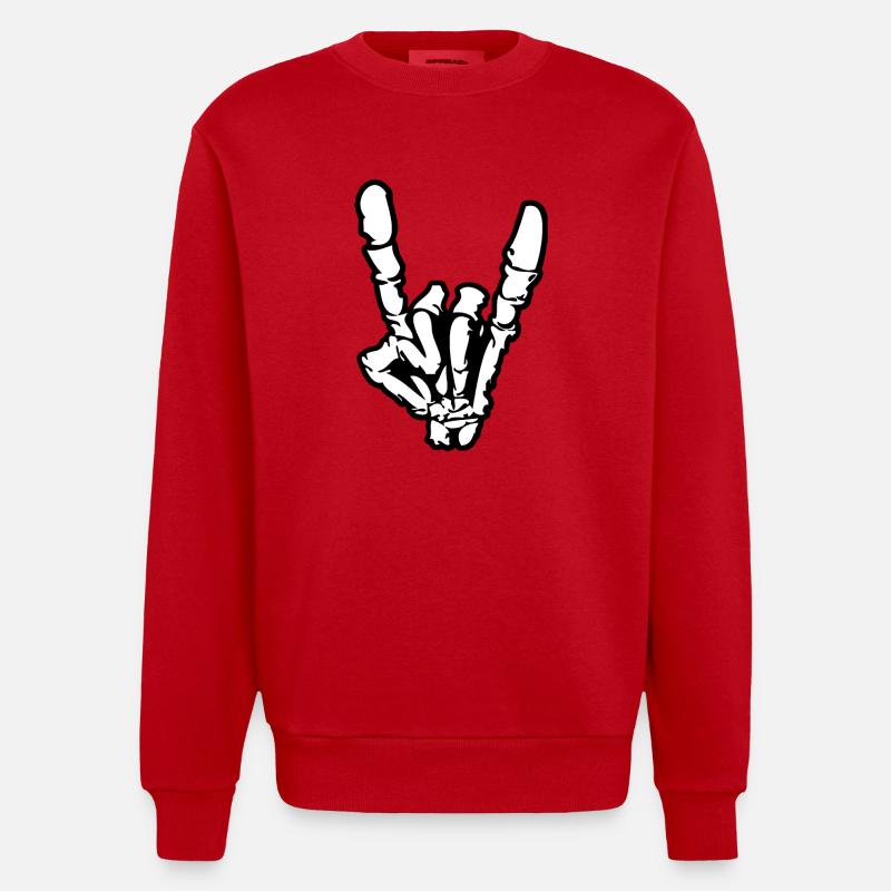Rock'n'Roll- oder Heavy-Metal-Handzeichen * - Heavyweight Oversized Organic Crew Neck Made in EU - Rot