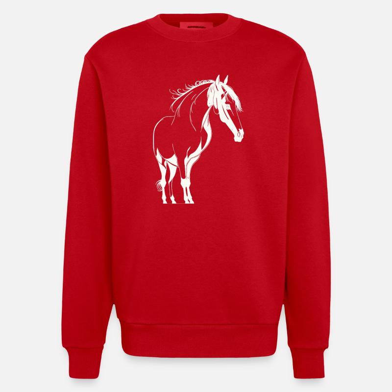 Cheval majestueux - Sweat bio épais oversize fabriqué en UE - rouge