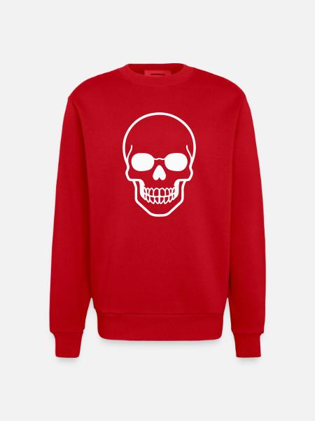 Minimalist skull design - Heavyweight Oversized Organic Crew Neck Made in EU - red