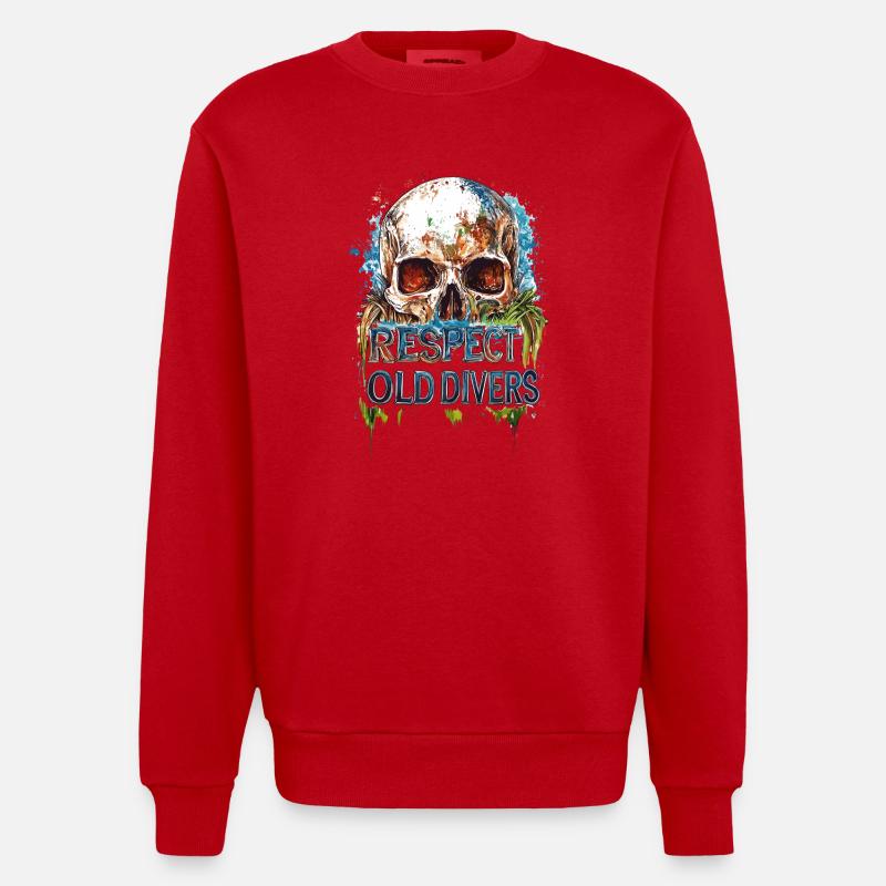 Diver Birthday Gift Giftidea Old - Heavyweight Oversized Organic Crew Neck Made in EU - Rot
