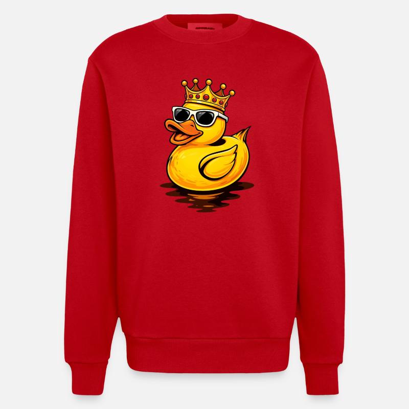 Coole Gummiente mit Krone und Sonnenbrille - Heavyweight Oversized Organic Crew Neck Made in EU - Rot