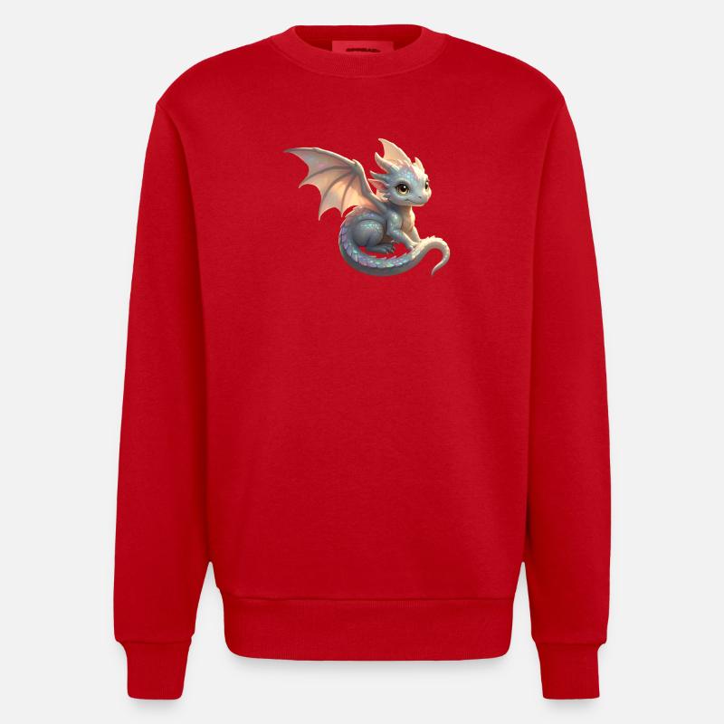 Petit Dragon mignon - Sweat bio épais oversize fabriqué en UE - rouge