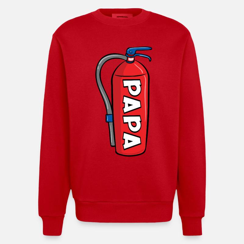 Annonceur du bébé - Papa pompier - Sweat bio épais oversize fabriqué en UE - rouge