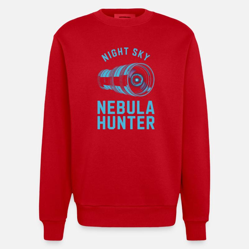 Nebula Hunter Night Sky Telescope - Heavyweight Oversized Organic Crew Neck Made in EU - red