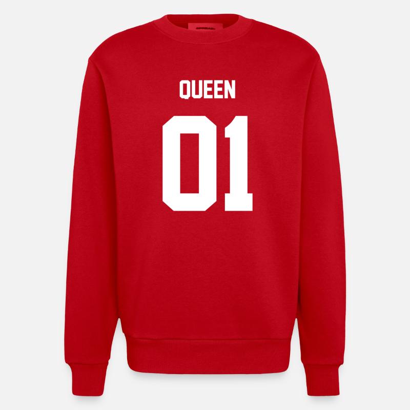 QUEEN - Heavyweight Oversized Organic Crew Neck Made in EU - Rot