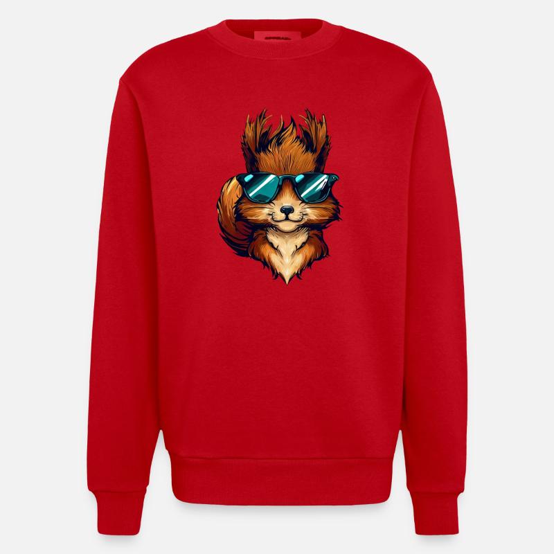 Cool Eichhörnchen - Eichhörnchen mit Sonnenbrille - Heavyweight Oversized Organic Crew Neck Made in EU - Rot
