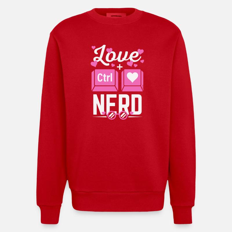 Love Nerd CTRL - Coeur - Sweat bio épais oversize fabriqué en UE - rouge
