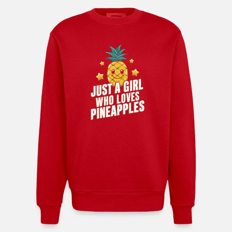 Ananas Fruit tropical hawaïen - Sweat bio épais oversize fabriqué en UE - rouge