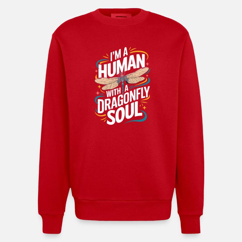 Libellule Libellules Insectes Nature - Sweat bio épais oversize fabriqué en UE - rouge