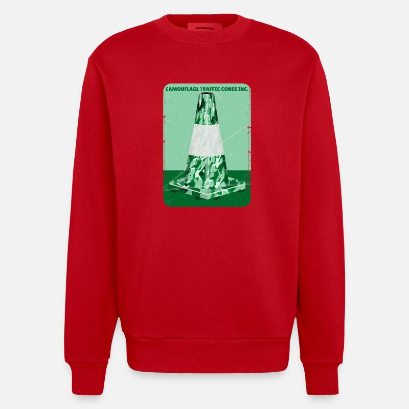 Cône de route vert camouflage - Sweat bio épais oversize fabriqué en UE - rouge