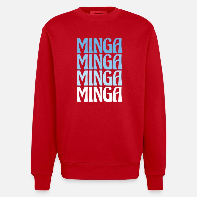Minga Munich Dialect Gift - Heavyweight Oversized Organic Crew Neck Made in EU - red