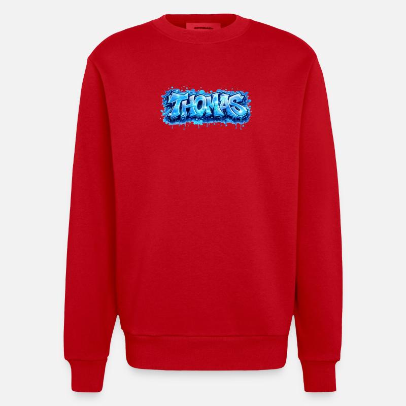 Graffiti   Thomas Prénom cadeau idéal imprimable  - Sweat bio épais oversize fabriqué en UE - rouge