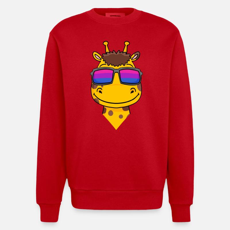 Cadeau de girafe bisexuelle - Sweat bio épais oversize fabriqué en UE - rouge