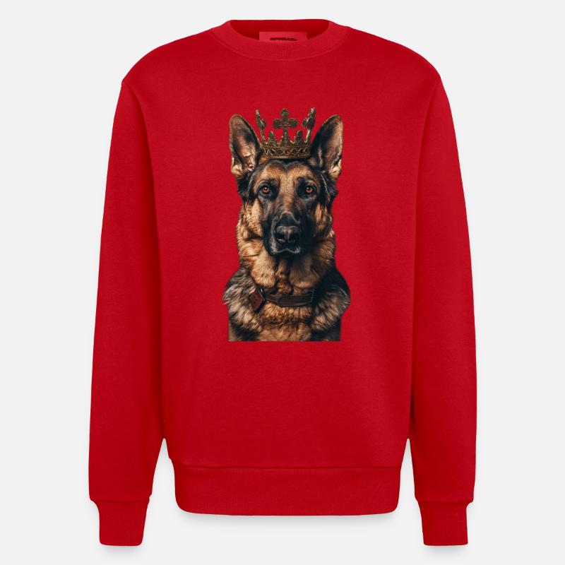 German Shepherd - Heavyweight Oversized Organic Crew Neck Made in EU - red