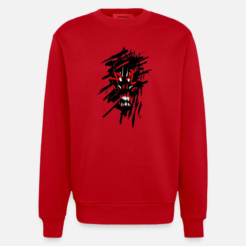 Devil horror graffiti - Heavyweight Oversized Organic Crew Neck Made in EU - red
