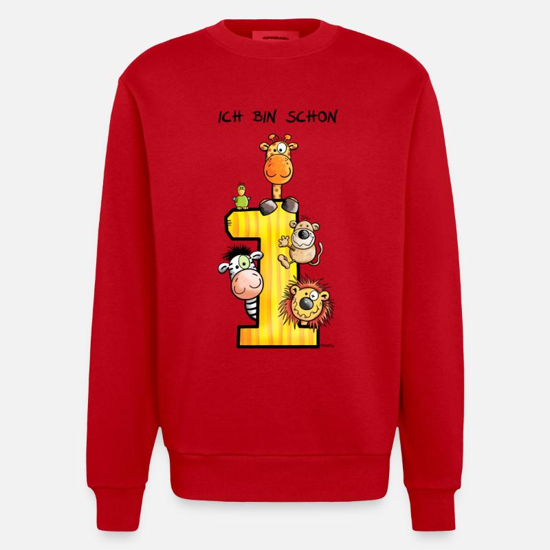 Ich bin schon Eins - Heavyweight Oversized Organic Crew Neck Made in EU - Rot