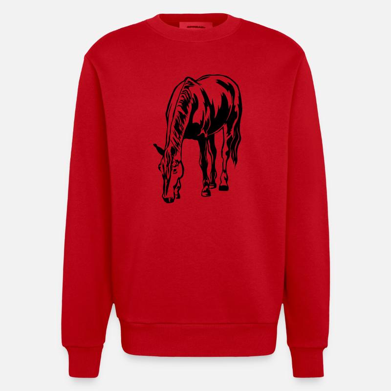 Cheval herbeux - Sweat bio épais oversize fabriqué en UE - rouge