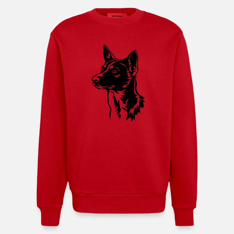 Basenji Kopf - Heavyweight Oversized Organic Crew Neck Made in EU - Rot