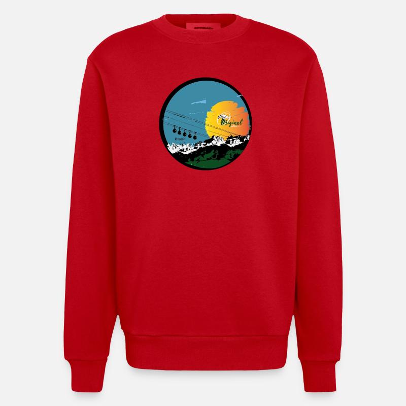grenoble vue imprenable - Sweat bio épais oversize fabriqué en UE - rouge