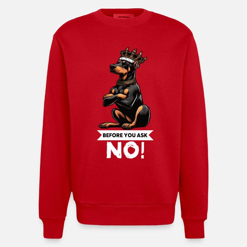 Before You Ask Dobermann Dobermannbesitzer - Heavyweight Oversized Organic Crew Neck Made in EU - Rot