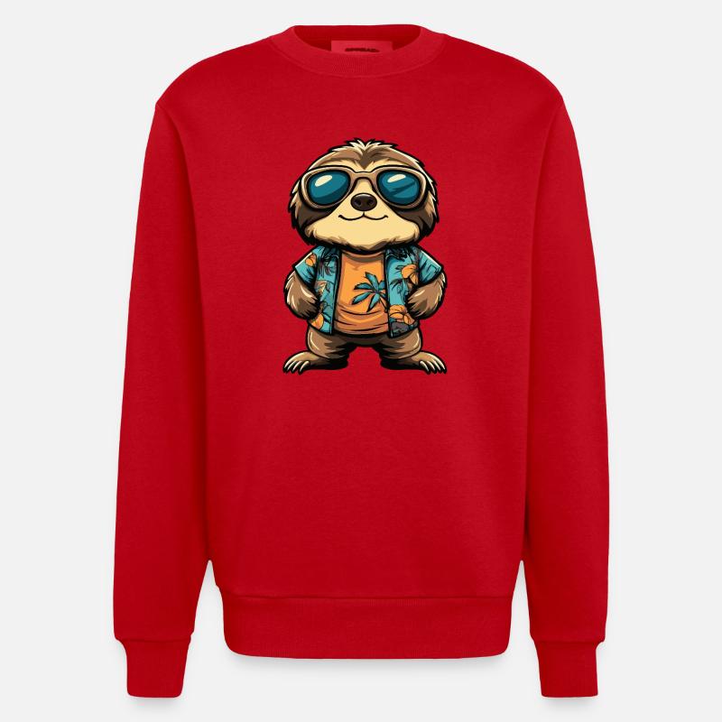 Vacances de la bande dessinée paresseuse - Sweat bio épais oversize fabriqué en UE - rouge