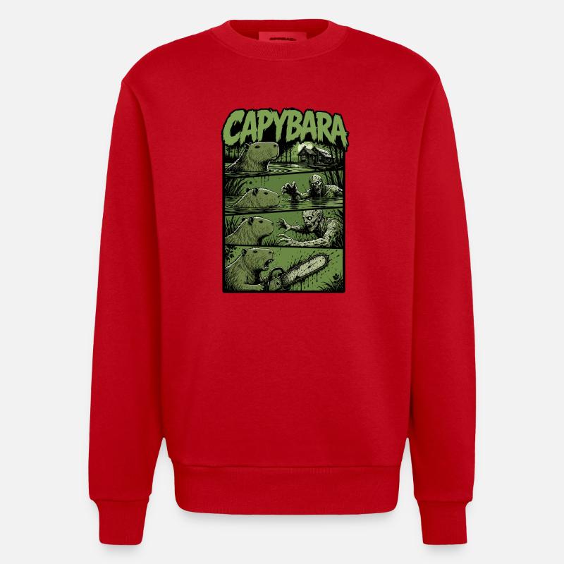 Zombie Swamp Capybara - Heavyweight Oversized Organic Crew Neck Made in EU - red