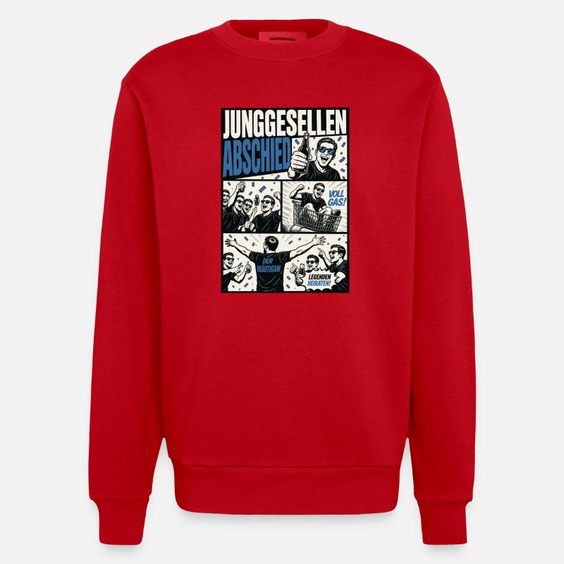 Junggesellenabschied Comic - Heavyweight Oversized Organic Crew Neck Made in EU - Rot