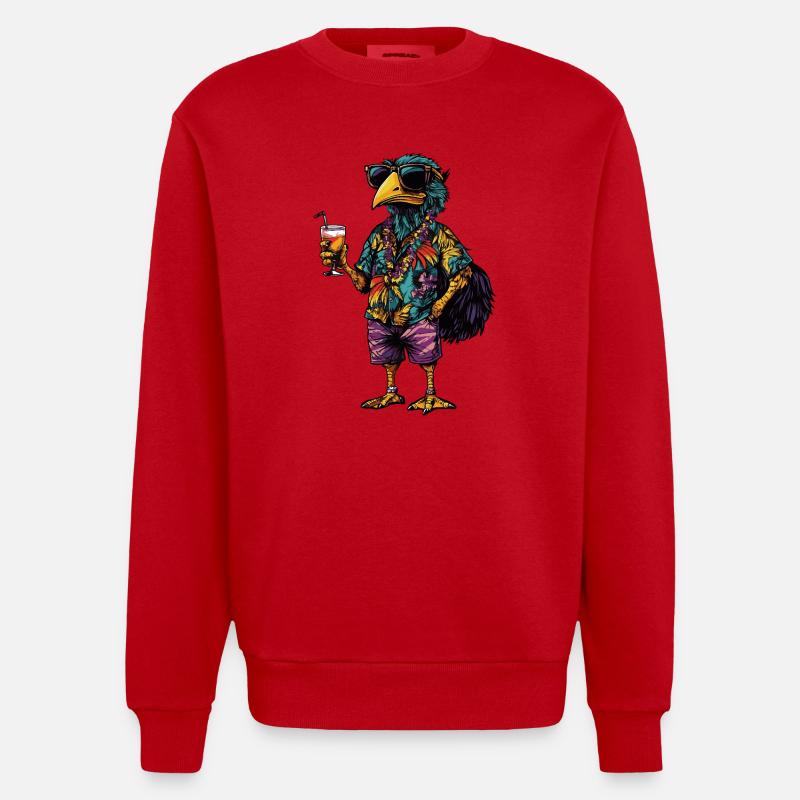 Strauß Comic Sommer - Heavyweight Oversized Organic Crew Neck Made in EU - Rot