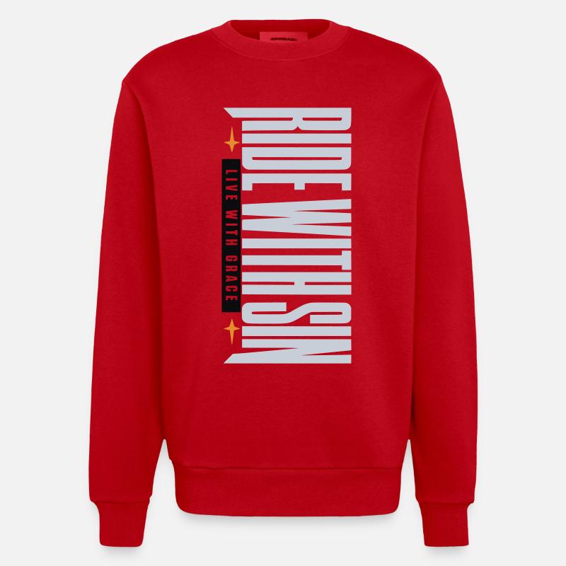 Sinners Live With Grace - Heavyweight Oversized Organic Crew Neck Made in EU - Rot