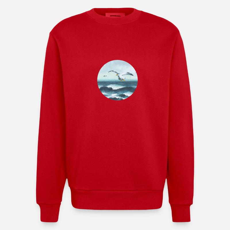 mouettes - Sweat bio épais oversize fabriqué en UE - rouge