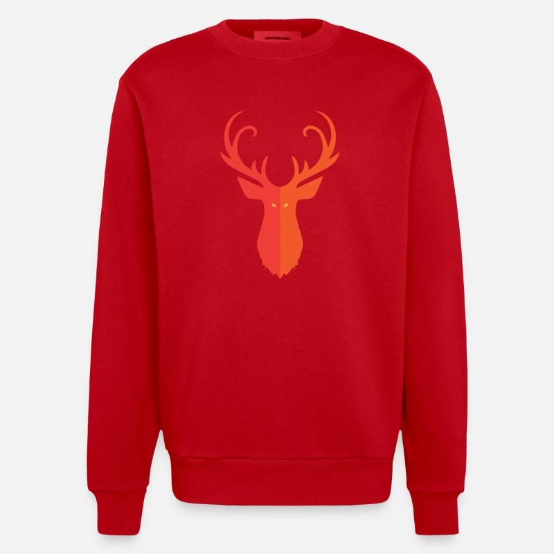 Cerf rouge - Sweat bio épais oversize fabriqué en UE - rouge