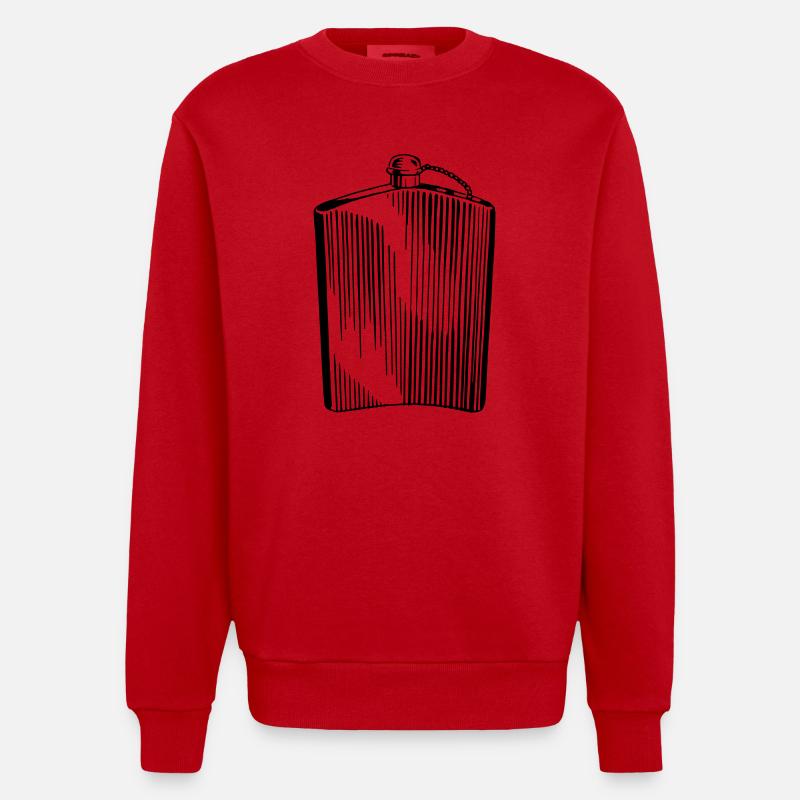 Flachmann Schnaps Flasche Geschenk Geschenkidee - Heavyweight Oversized Organic Crew Neck Made in EU - Rot