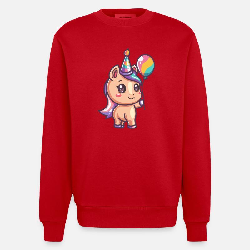 Bande dessinée d’anniversaire de cheval - Sweat bio épais oversize fabriqué en UE - rouge